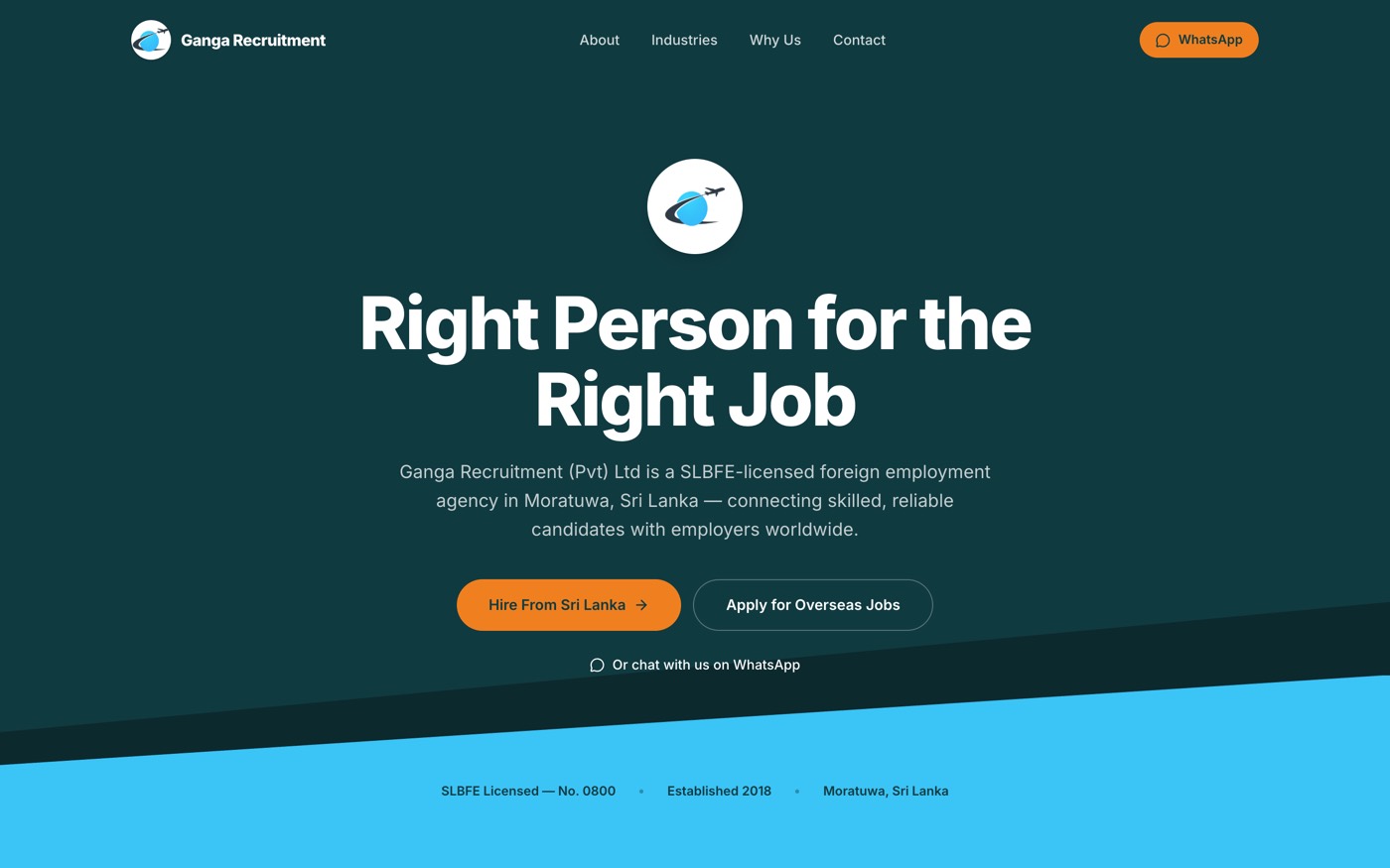 Ganga Recruitment — screenshot of the live build